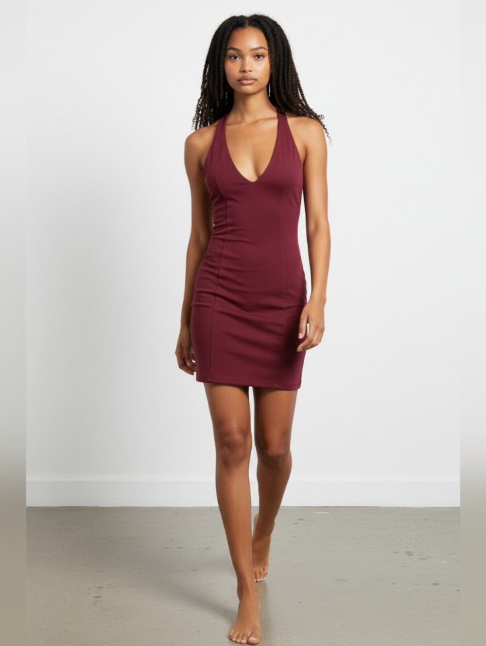 Silence + Noise | Giselle Halter Mini Dress | Size XS | Burgandy | NWT